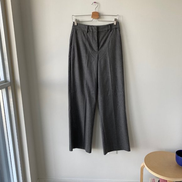 Reitmans Grey Wide Leg High Rise Pinstripe Pants - Picture 4 of 5